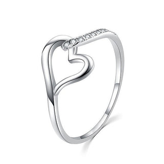 Moiss Anello Argento Zirconi Cuore R00019 Circuito 49 mm — Ring
