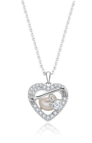 Moiss Collana In Argento Cuore Con Zirconi E Perla Eternity Np000146 — Naszyjnik