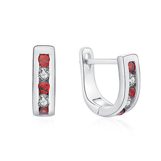 Moiss Elegantes pendientes de plata con circonitas transparentes y rojas E0000177 