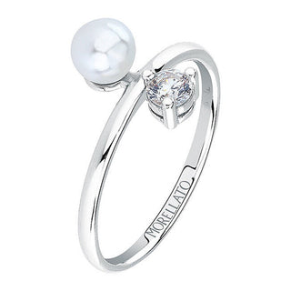 Morellato Silver Ring Without Tempo With Zircon Pearl Sawm12 - Size: 58 Mm 