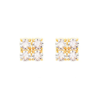 Oliver Weber Orecchini Quadrati Placcati Oro con Zirconi Cryston Lumiere 23251G — Orecchini