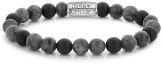 Rebel&Rose Bracelet With Beads Gray Rocks Rr-80069-S - Size: 21 Cm - Xl 