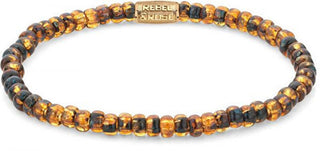 Rebel&Rose Bracelet with Golden Beads in the Shape of a Japanese Tiger Rr-40114-G - Size: 15 Cm - Xs 