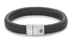 Rebel&Rose Matte Black Brown Leather Bracelet Herringbone Rr-M0019-S - Size: 16.5 Cm - S 