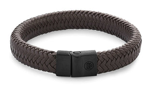 Rebel&Rose Black Brown Leather Bracelet Herringbone Rr-M0023-B - Size: 21 Cm - Xl 