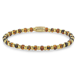 Rebel&Rose Pulsera Con Cuentas En Oro Y Tigre Mix Glass Rocks Rr-40146-G - Longitud: 16,5 Cm 