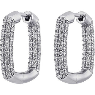 Rosato Boucles d’oreilles en argent poli avec zircons transparents Bianca Rzbi2 - Longueur : 3 Cm 
