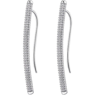 Rosato Long Silver Earrings with White Zirconia Rzbi25 