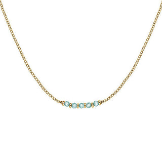 Rosefield Collier délicat plaqué or avec perles bleues Essentials Jnbrg-J812 