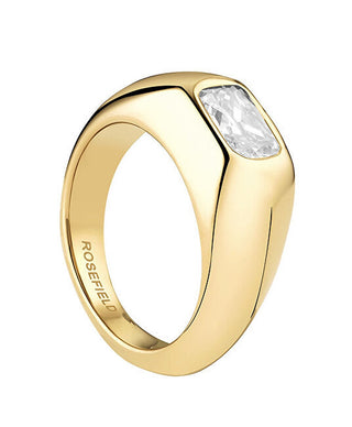 Rosefield Anello Acciaio Placcato Oro Zircone Octagon Jroz Circuito 48 mm — Anello