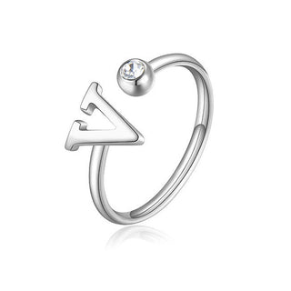 S'Agapõ Elegante V-Shaped Steel Ring with Crystal Click Sck192 