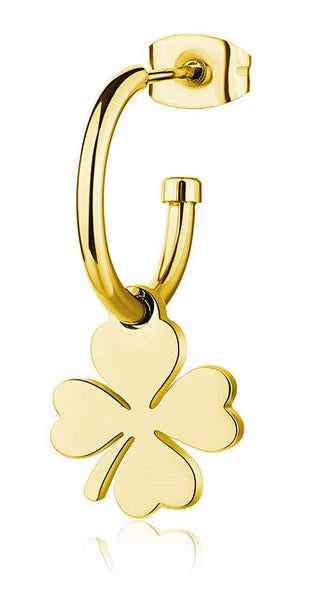 S'Agapõ Single Earring Gold-Plated Four-Leaf Clover Smile Ssm026 