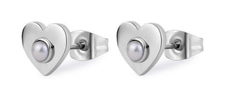 S'Agapõ Boucles d'oreilles en acier cœurs avec perles message Ssg35 