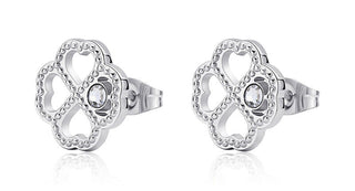 S'Agapõ Boucles d'oreilles en acier Lucky Light Four Leaf Skt51 