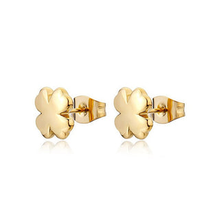 S'Agapõ Minimalist Gold-Plated Earrings with Shamrocks Click Sck296 