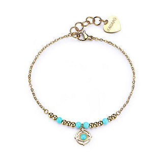 S'Agapõ Women's Bracelet Gold-Plated with Turquoise Eye of God Witch Swh12 
