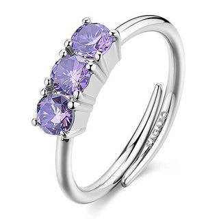 S'Agapõ Steel Ring with Dazzling Purple Cubic Zirconia Sdz156 