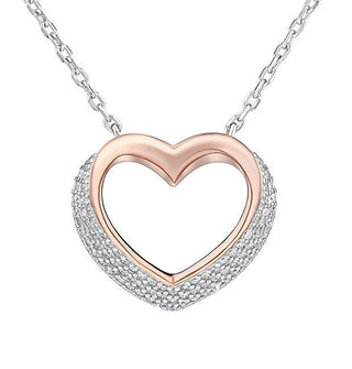 Silvego Collier bicolore en argent cœur avec zircons Lps0243R 
