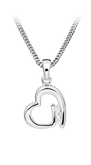 Silver Cat Romantic Heart-Shaped Silver Necklace Sc477 (Chain, Pendant) 