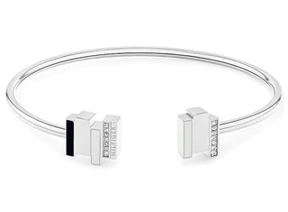Tommy Hilfiger Bracciale Moderno Aperto Con Cristalli Layered — Bracciale