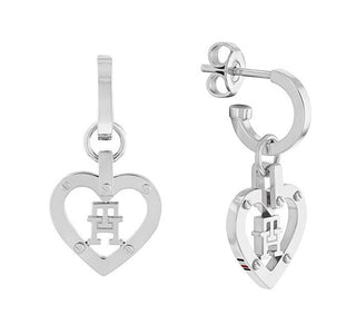 Tommy Hilfiger Heart-Shaped Monogram Hoop Earrings Matched 2780923 