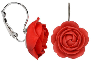 Troli Hängeohrringe mit roten Blumen 