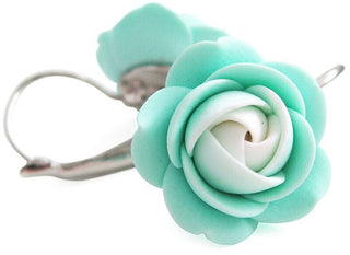 Troli Boucles d'oreilles en forme de fleur blanc-menthe 