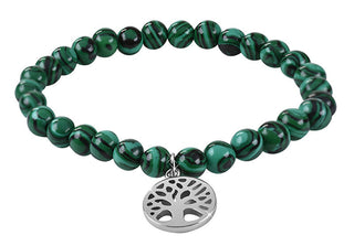 Troli Bracciale Perline Malachite Albero Della Vita 18 cm — Bracciale