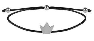 Troli Bracciale Cordino Nero/Corona Acciaio — Bracciale