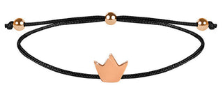 Troli Pulsera con cordón negro/Corona en bronce 