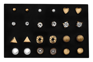 Troli Set Orecchini Oro Borchie 12 Paia — Set di orecchini