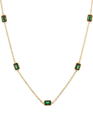 Troli Collier doré fascinant avec cristaux verts 