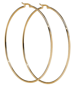Troli Gold-Plated Hoop Earrings Without Tempo - Diameter: 4 Cm 