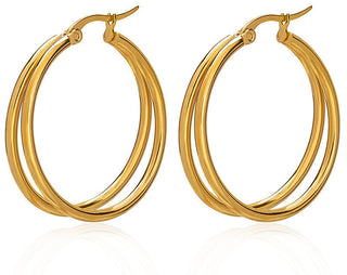 Troli Pendientes redondos chapados en oro de moda 