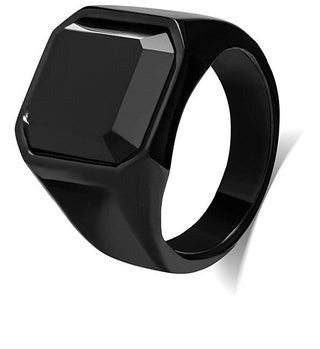Troli Anello Massiccio Con Cristallo Nero Circuito 54 Mm — Anello