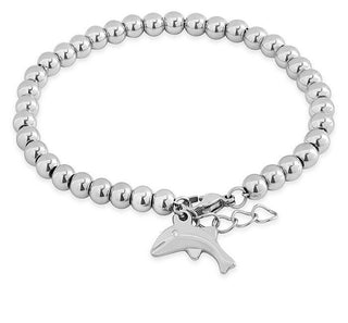 Troli Pulsera de acero con cuentas y delfín 