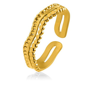 Troli Bølgeformet Ring i Forgylt Stål — Anello