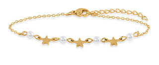 Troli Bracciale Placcato Oro Giallo Con Perle E Stelle — Bracciale