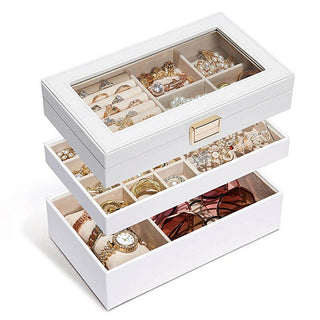 Troli Organizzatore Gioielli Bianco Tre Livelli — Organizzatore gioielli