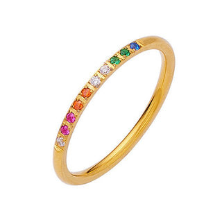 Troli Ein bezaubernder vergoldeter Ring mit farbigen Zirkonia - Umfang: 62 Mm 