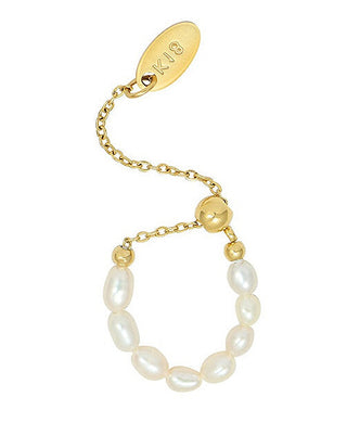 Troli Anello Regolabile Placcato Oro Con Perle Vere — Ring