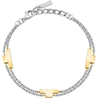 Trussardi Bracciale Doppio Acciaio Bicolore T-Logo TJAXC28 — Bracciale