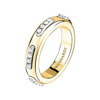Trussardi Two-Tone Sparkling Steel Ring Concept Tjayy110 - Size: 54 Mm 