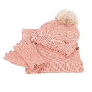 Pepe Moll Conjunto completo para mujer: gorro, bufanda y guantes rosa 