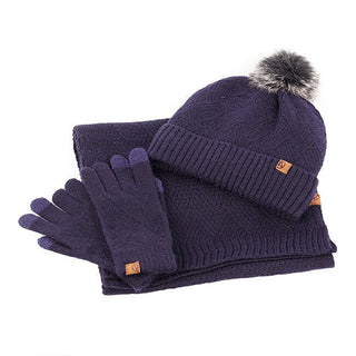 Pepe Moll Conjunto completo para mujer: gorro, bufanda y guantes navy 