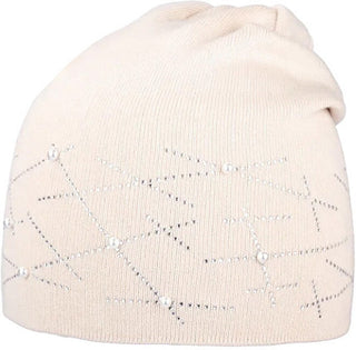 Capu Sombrero de mujer color crema con brillantitos 