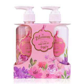 Accentra BLOSSOM set cura mani in confezione regalo con dispenser, sapone mani 290ml, lozione mani 290ml, profumazione: rosa