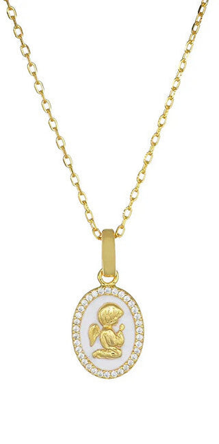 Amen Gold-plated children´s Collana Angel with zircons Angels CLANSMGB (chain, Ciondolo)