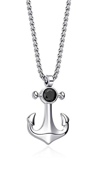 Diverse Steel da uomo Collana con zircon Anchor N1000502