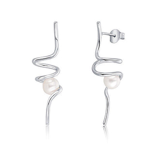 Jwl luxury pearls Boucles d'oreilles longues en perles argentées JL0620